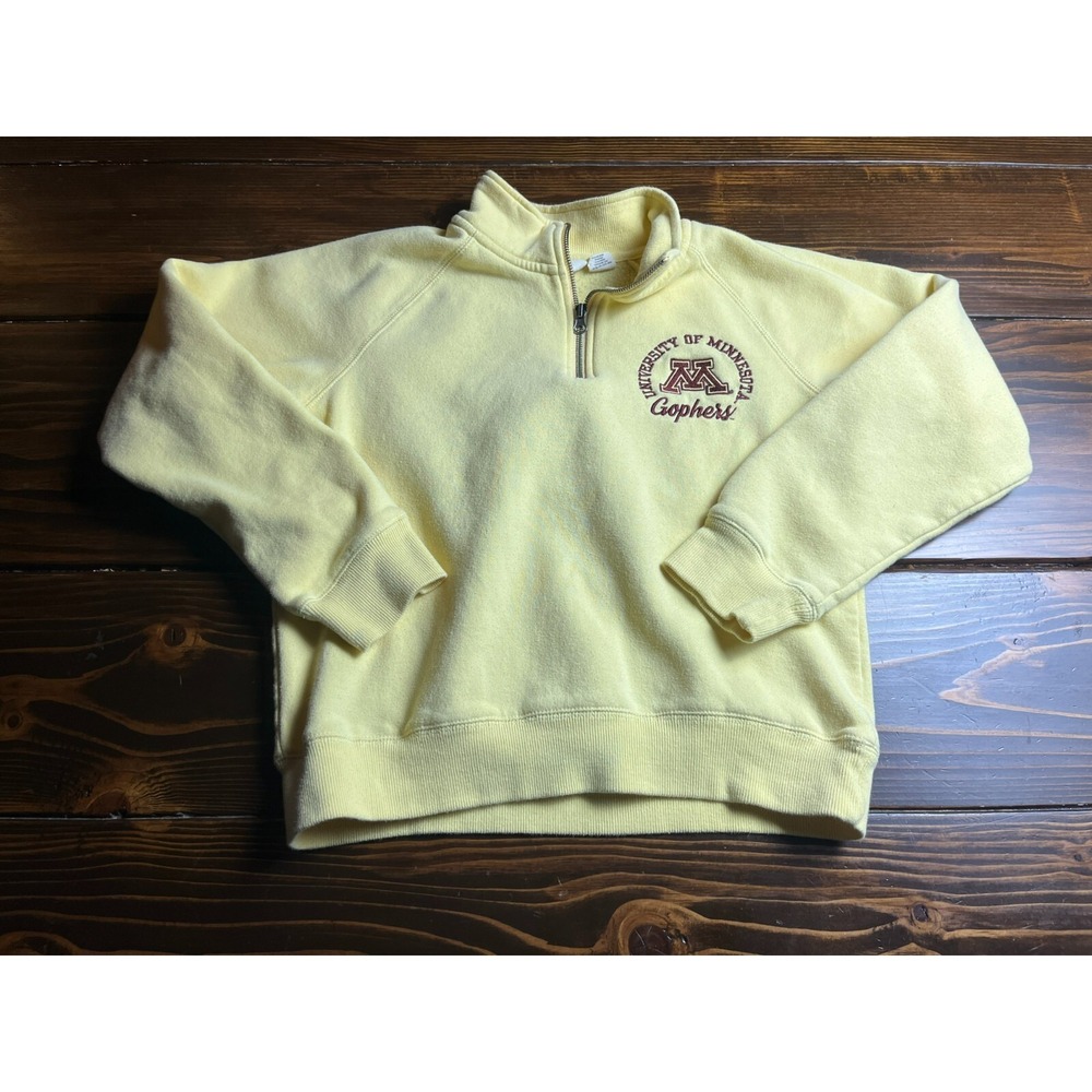 BLUE 84 Sweater, Women's Size Small, Yellow, Cropped, 1/4 Zip, NCAA Gophers UM